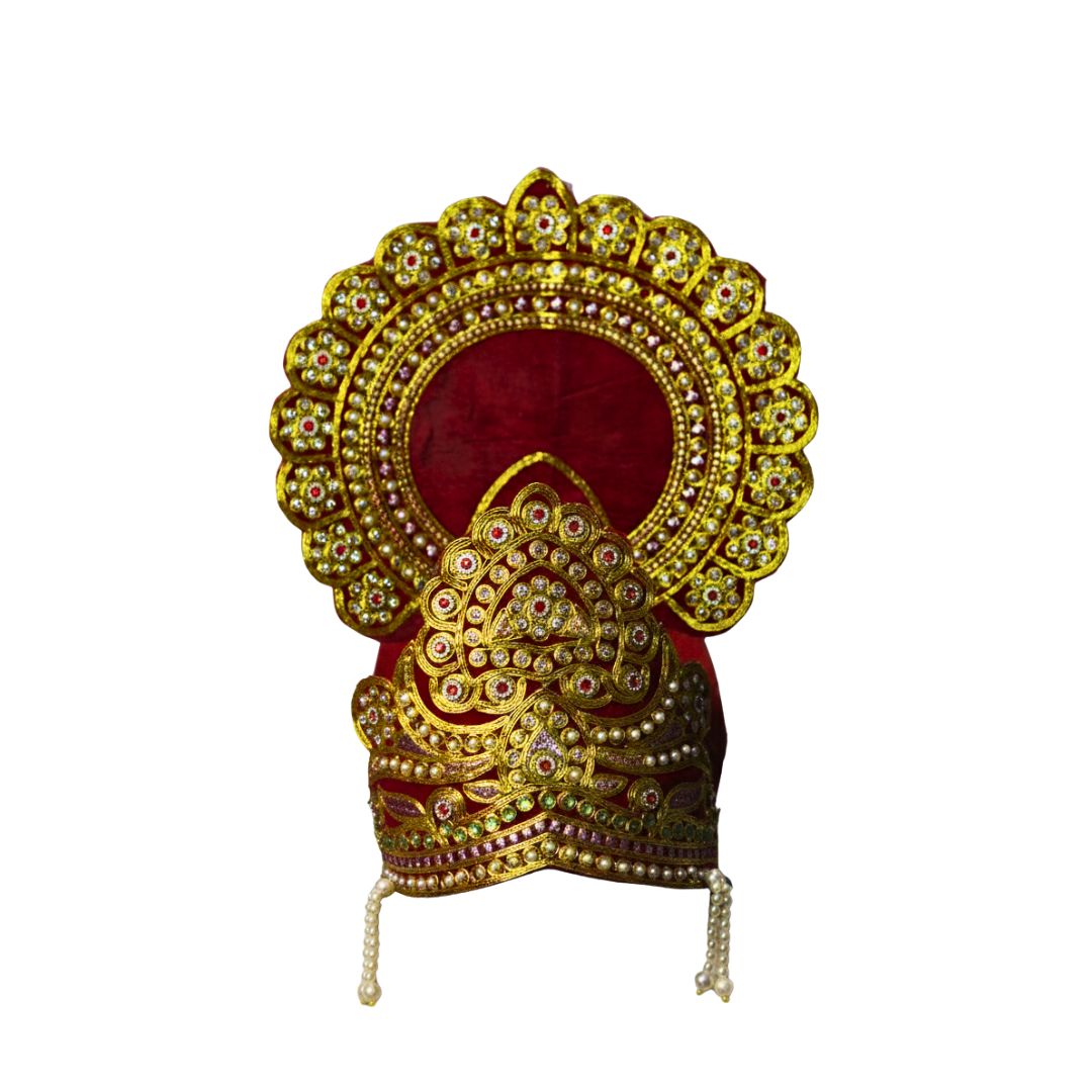 Majestic Golden Red Royal Mukut